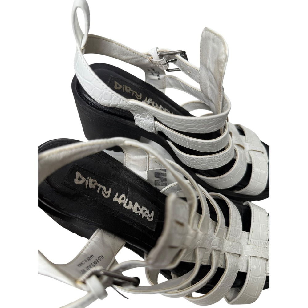 Dirty Laundry White Crocodile Embossed‎ Gladiator Chunky Platform Block Heel - Picture 3 of 6